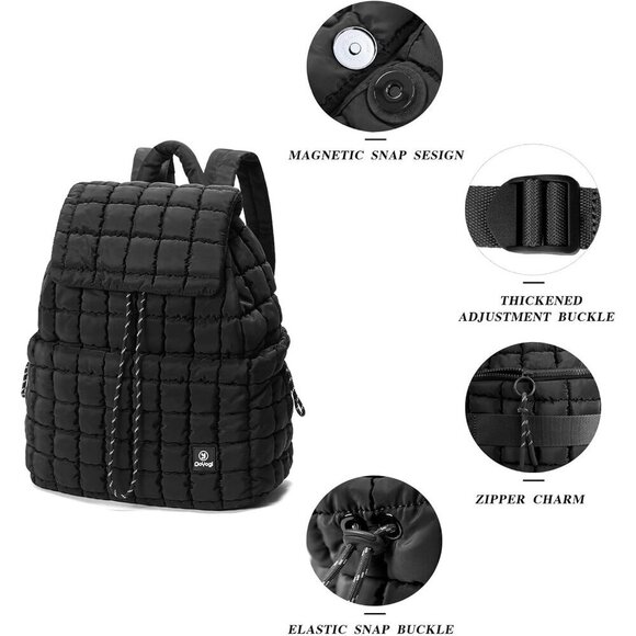Women\'s Black Lightweight Hiker Pack Drawstring Imported Padding Backpacks main image 4